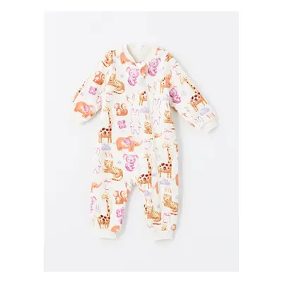 LC Waikiki Biorganic Crew Neck Long Sleeve Printed Baby Girl Jumpsuit