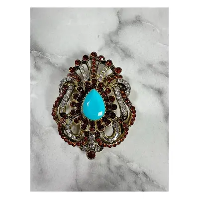 Brooch XZ459-109 gold + blue