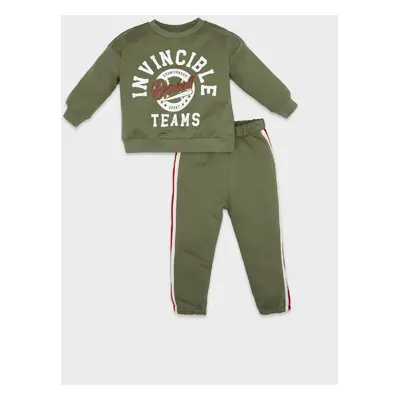 DEFACTO Baby Boy Text Printed Cotton Sweatshirt Tracksuit Bottom Top Set