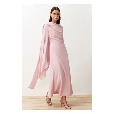 Trendyol Powder Shawl Detailed Evening Dress