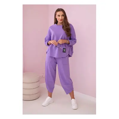 Set of cotton sweatshirt and trousers purple