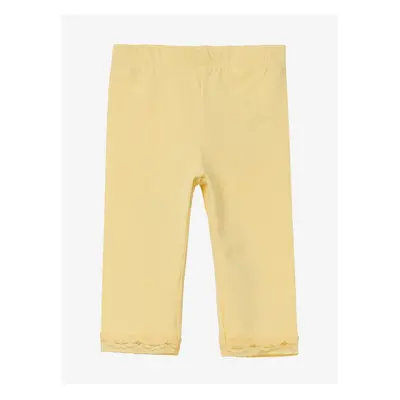 Yellow Girly Shortened Leggings with Lace Name It Vista - Girls