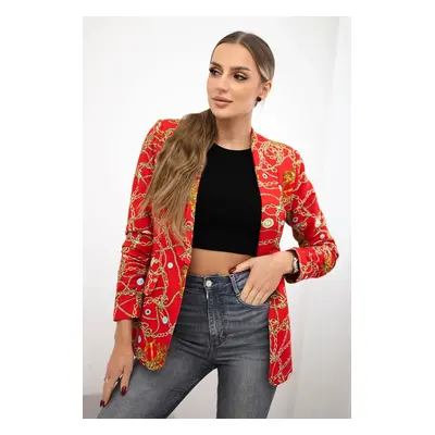 Turecki Cotton jacket with a colorful print red