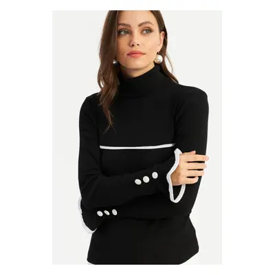 Cool & Sexy Women's Black Turtleneck Camisole Blouse