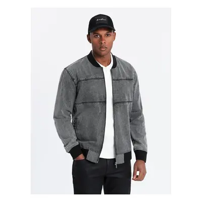 Ombre Men's denim jacket katana with cargo pockets and hood