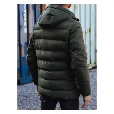 Men's winter quilted jacket with hood green Dstreet