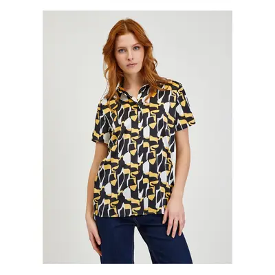 White-black Women's patterned short sleeve shirt ORSAY - Women