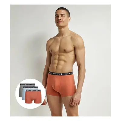 DIM COTTON STRETCH BOXER 3x - Men's Boxer Shorts pcs - Orange - Light Blue - Grey