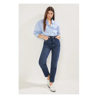 Trendyol Dark Blue Regular Waist Mom Jeans