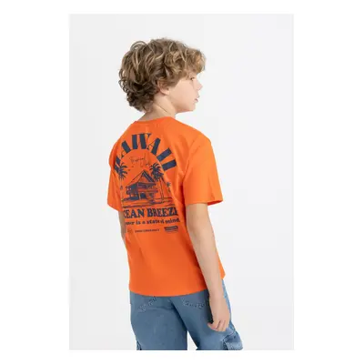 DEFACTO Boy's Crew Neck Back Printed Short Sleeve T-Shirt