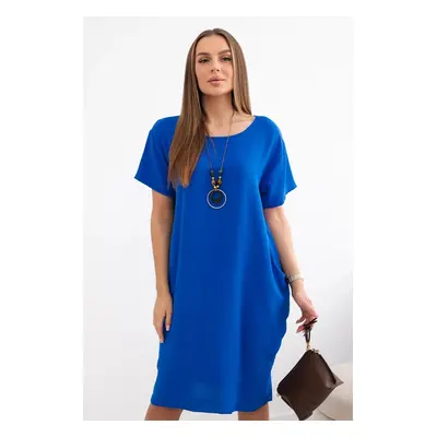 Dress with pockets and pendant cornflower blue