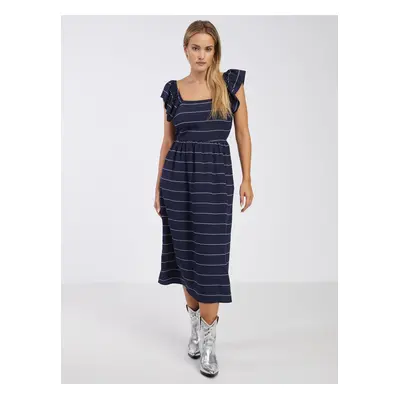 Dark blue ladies striped midishats VILA Rita - Ladies