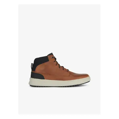 Brown Men's Leather Ankle Sneakers Geox Cervino - Men's