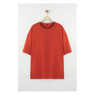 Trendyol Brick Regular/Normal Cut Collar Detailed 100% Cotton T-Shirt