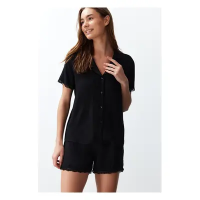 Trendyol Black Lace Viscose Woven Pajama Set