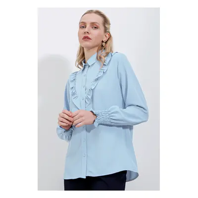 Bigdart Frilly Long Sleeve Shirt - Blue