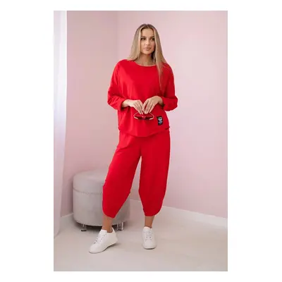 Cotton sweatshirt and trousers set red