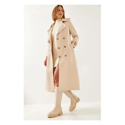 Bianco Lucci Women's Garni Windbreaker Detail Clamshell Trench Coat