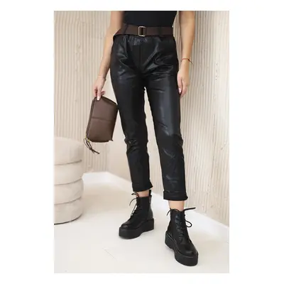 Kesi Włoski Waxed trousers with a belt glossy black