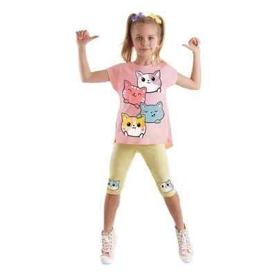 Denokids Cats Girl's Summer Tunic T-shirt Leggings Set