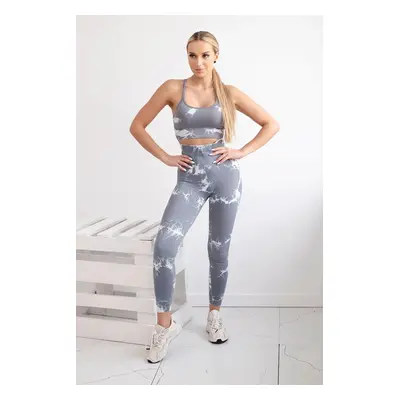 Women's Fitness Set Top + Push Up Leggings - Grey/White