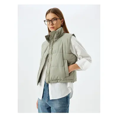 Koton Stand Collar Zippered Pocket Short Puffer Vest