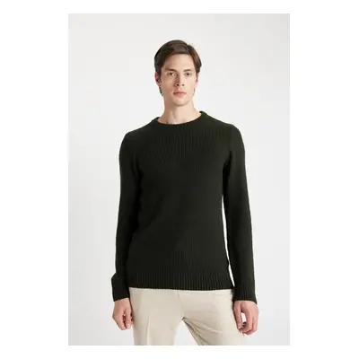 DEFACTO Standard Fit Regular Cut Crew Neck Basic Plain Knitwear Sweater