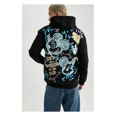 DEFACTO Disney Mickey & Minnie Boxy Fit Hooded Back Printed Sweatshirt