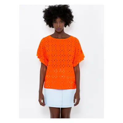 Orange blouse with madeira CAMAIEU - Ladies