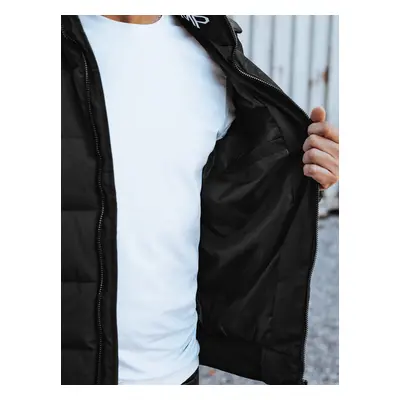 Men's winter quilted jacket with hood black Dstreet