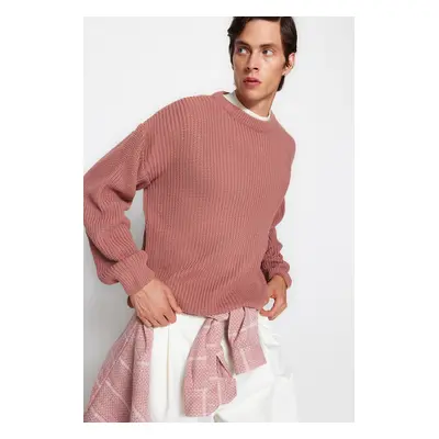 Trendyol Rose Unisex Oversize Fit Wide Mold Crew Neck Basic Knitwear Sweater