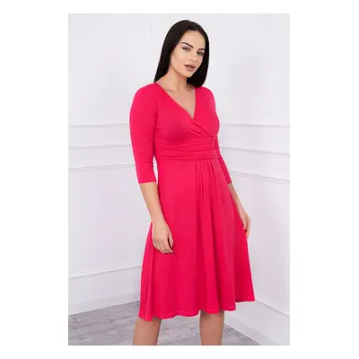 marka niezdefiniowana Dress with cut-off under the bust, 3/4 sleeves fuchsia