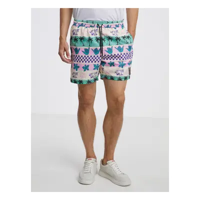 Green and pink unisex patterned shorts VANS California Stripe - Women