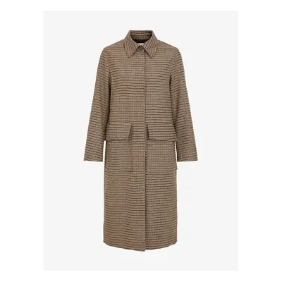 Light brown checkered coat VILA Vitoff - Women's