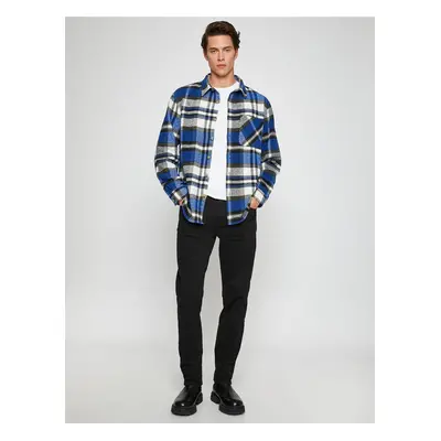 Koton Plaid Lumberjack Shirt with Pocket Detail Classic Collar