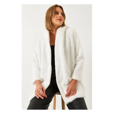 Bianco Lucci Women's Hooded Long Plush Coat