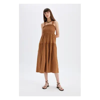 DEFACTO Square Neck Strap Midi Dress