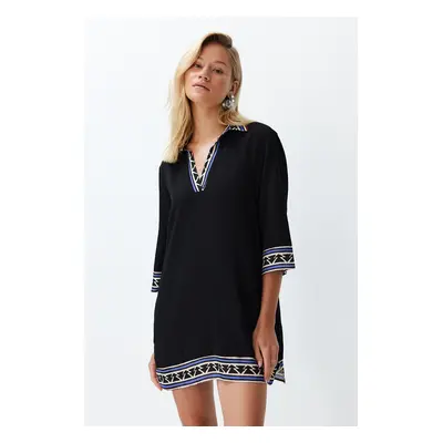 Trendyol Black Wide Fit Mini Woven Beach Dress