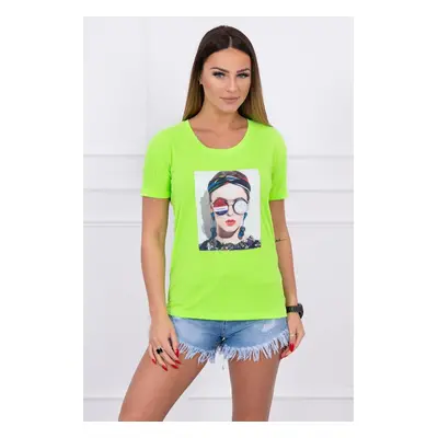 Blouse with women's graphics green neon