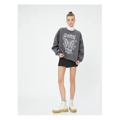 Koton Printed Sweatshirt Comfortable Fit Crew Neck Long Sleeve