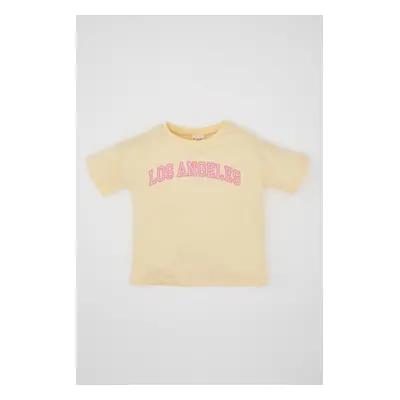 DEFACTO Baby Girl Crew Neck Printed Short Sleeve T-Shirt