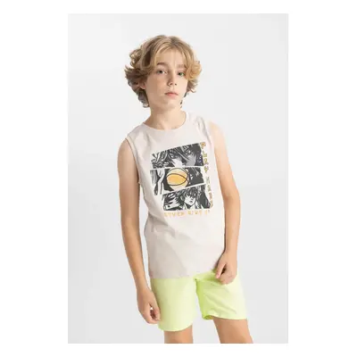 DEFACTO Boy's Crew Neck Printed Undershirt