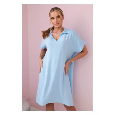 Kesi Włoski V-neck dress with collar blue