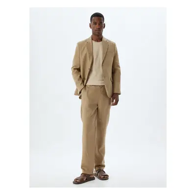 Koton Linen Trousers Slim Fit Chino Buttoned Pocket Detailed