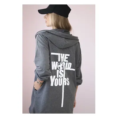 marka niezdefiniowana Sweatshirt with print "The world is yours" graphite