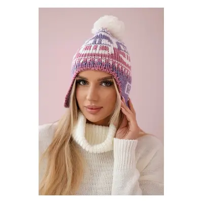 marka niezdefiniowana Cap with a pompom Rosa K368 purple+white+dark pink