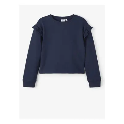 Dark blue girl's sweatshirt with gathered sleeves name it Oksus - unisex