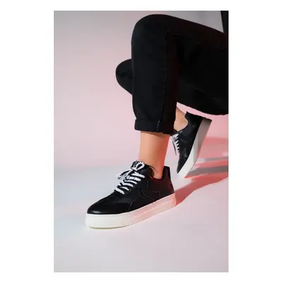 LuviShoes SANDE Black Denim Detail Women's Sports Sneakers