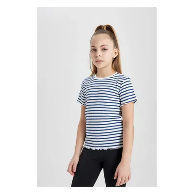 DEFACTO Girls Slim Fit Striped Ribbed Camisole Short Sleeve T-Shirt