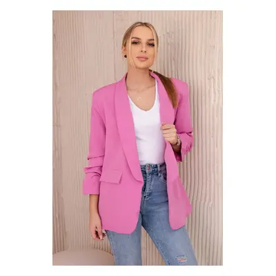 Elegant blazer with lapels in dark pink color